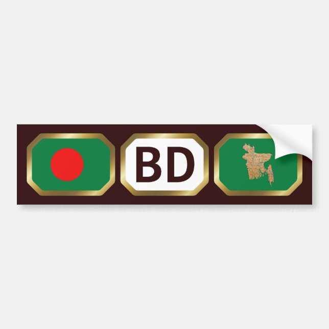 Adesivo de Para-choque Código Mapa Bandeira de Ban (Frente)
