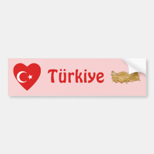 Adesivo de Para-choque Coração Bandeira da Turquia