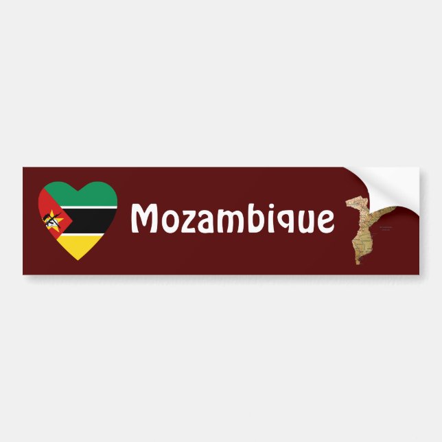 Adesivo de Para-choque Coração com Bandeira de Moç (Frente)