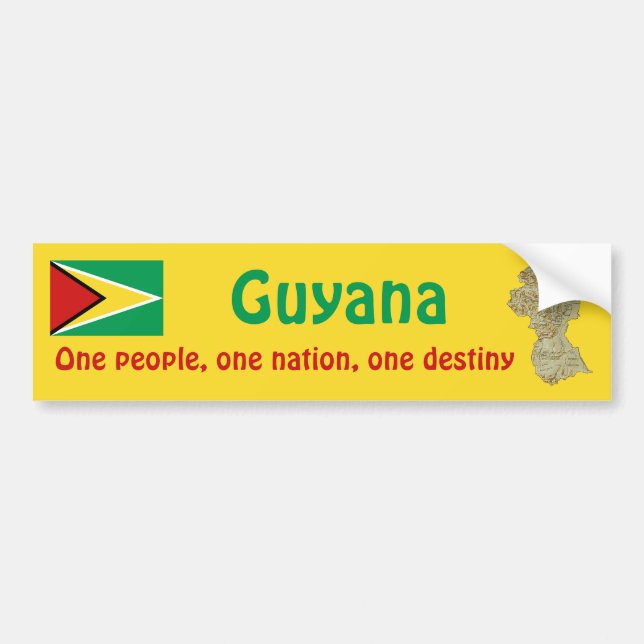 Adesivo de Para-choque da Bandeira e Mapa da Guian (Frente)