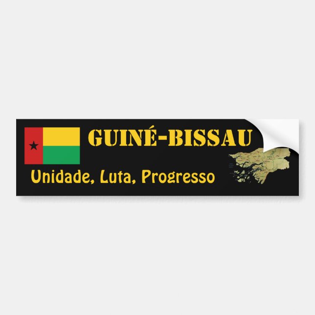 Adesivo de Para-choque da Bandeira e Mapa da Guiné (Frente)