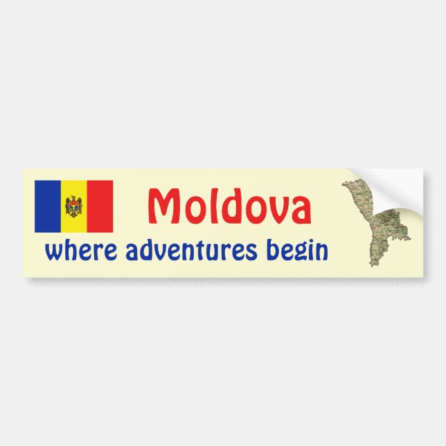 Adesivo de Para-choque da Bandeira e Mapa da Moldá (Frente)