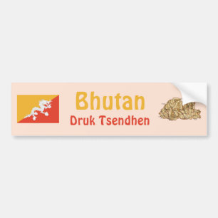 Adesivo de Para-choque da Bandeira e Mapa do Butão