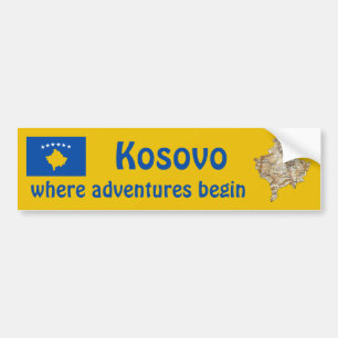 Adesivo de Para-choque da Bandeira e Mapa do Kosov