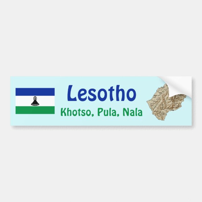 Adesivo de Para-choque da Bandeira e Mapa do Lesot (Frente)