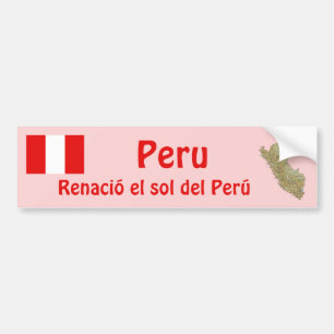 Adesivo de Para-choque da Bandeira e Mapa do Peru