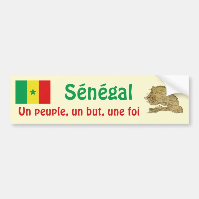 Adesivo de Para-choque da Bandeira e Mapa do Seneg (Frente)