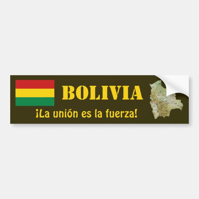 Adesivo de Para-choque da Bandeira + Mapa da Bolív (Frente)
