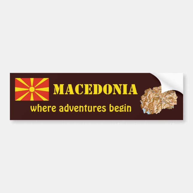 Adesivo de Para-choque da Bandeira + Mapa da Maced (Frente)