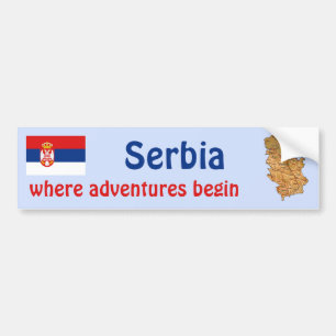 Adesivo de Para-choque da Bandeira + Mapa da Sérvi