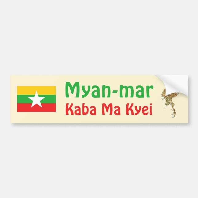 Adesivo de Para-choque da Bandeira + Mapa de Myanm (Frente)