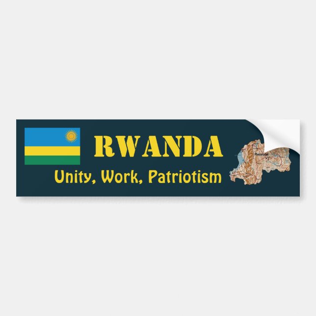 Adesivo de Para-choque da Bandeira + Mapa de Ruand (Frente)