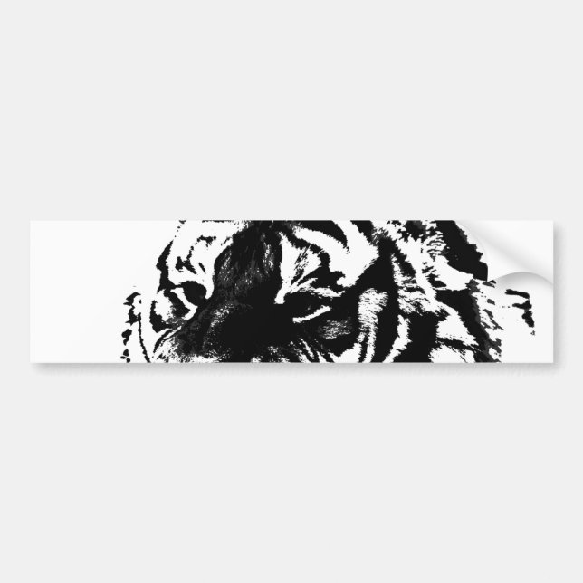 Adesivo de Para-choque de Tigre Siberiano Preto e  (Frente)