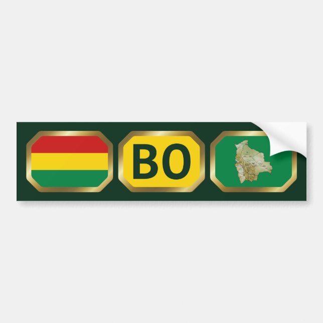 Adesivo de Para-choque do Mapa da Bandeira da Bolí (Frente)