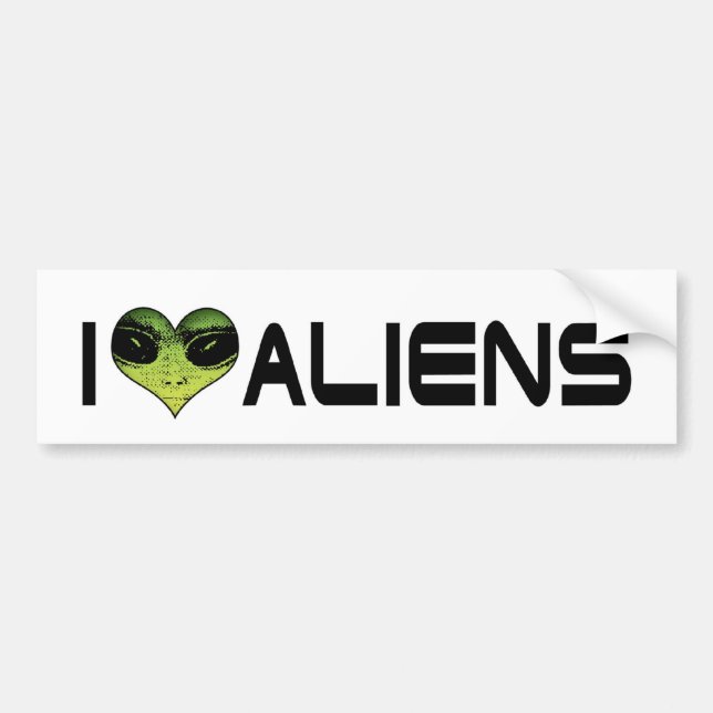Adesivo de Para-choque Eu Amo Alienígenas (Frente)