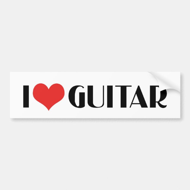 Adesivo de Para-choque Eu Amo Guitarra (Frente)