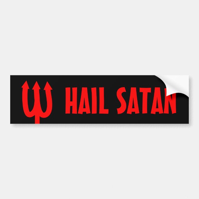 Adesivo de para-choque Hail Satan com garfo de dem (Frente)