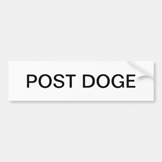 Adesivo de para-choque POST DOGE (branco/preto) (Frente)