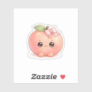Adesivo de Pêssego Kawaii Fofo