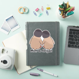 Adesivo de Pinguim Fofo Personalizado Mãe e Filha