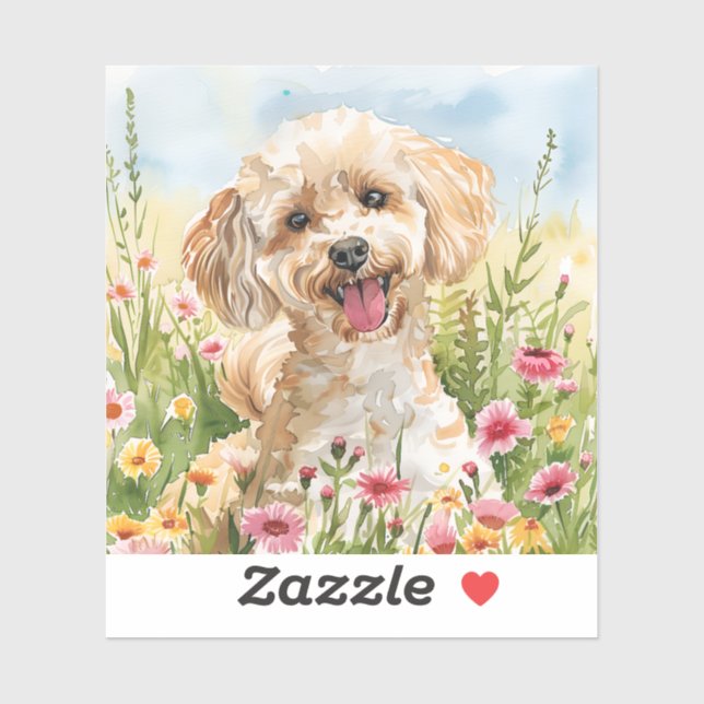 Adesivo de Poodle – Design Aquarela (Folha)