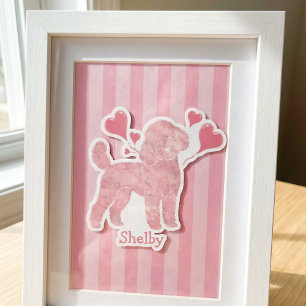 Adesivo de Poodle no Dia dos Namorados, Rosa Paste