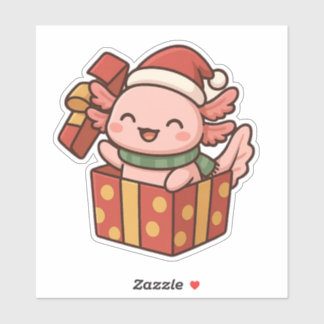 Adesivo de Presente de Natal de Axolote Fofo