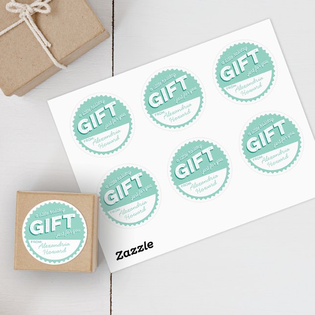 Adesivo de presente estilo vintage Aqua Mint para  (Criador carregado)