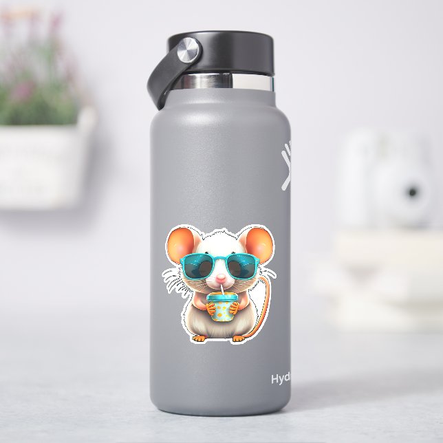 Adesivo de rato engraçado bebendo (HidroFlask)