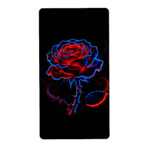 Adesivo de Rosa Azul Vermelha Brilhante