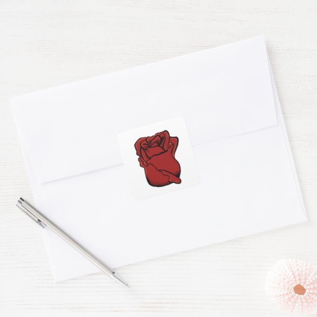 Adesivo de Rosa vermelha personalizável (Envelope)