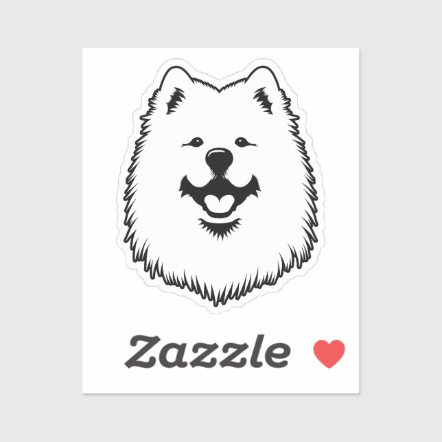 Adesivo de Rosto Fofo e Adorável de Samoyed - Samm (Folha)