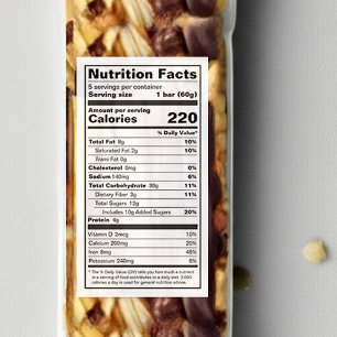 Adesivo de Rótulo de Informação Nutricional em Con