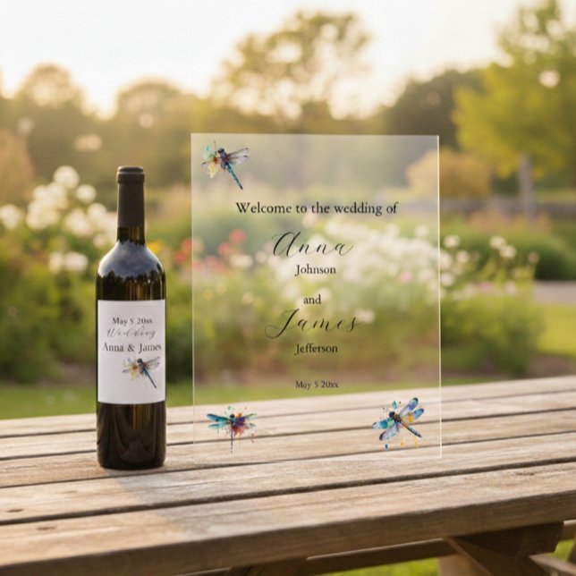 Adesivo de salva data de casamento com libélula (Criador carregado)