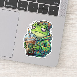 Adesivo de Sapo de Café Caótico