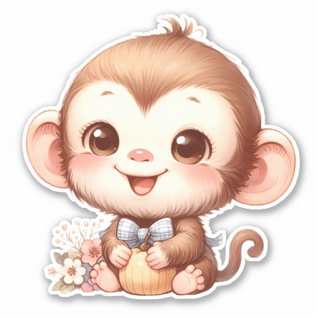 Adesivo de Scrapbooking Monkey Custom Cut (Frente)