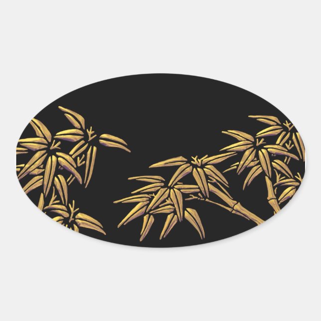 Adesivo de Selagem de Envelope Oval Bambu Dourado  (Frente)