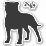 Adesivo de Silhueta de Cão Staffordshire Bull Terr<br><div class="desc">Este decalque de silhueta de cão durável é impermeável e à prova de desbotamento. Cole este adesivo de vinil de silhueta de Staffie no seu laptop, telefone, caderno, garrafa de água, capacete, skate ou até mesmo no seu carro. Visite o Jenn's Doodle World para mais adesivos de vinil de raças...</div>