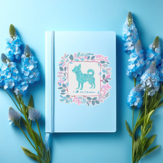 Adesivo de silhueta de chihuahua azul pastel minim