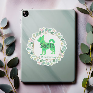 Adesivo de silhueta de chihuahua verde pastel pers