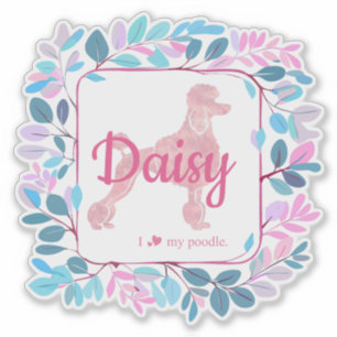 Adesivo de Silhueta de Poodle Rosa Pastel Personal