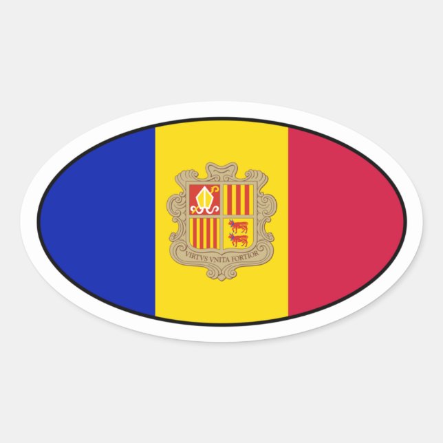 Adesivo de Sinalizador Oval de Andorra (Frente)