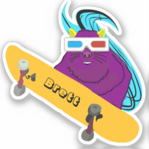 Adesivo de skate humorístico de esquilo encantador
