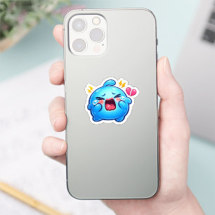 Adesivo de Slime Azul Triste Kawaii Choroso com Co