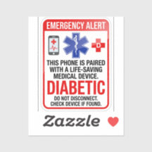 Adesivo de telefone de emergência médica para diab