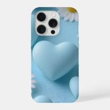 Adesivo de telefone floral com coração azul fofo