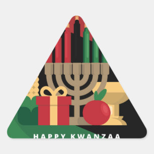 adesivo de triângulo de Kwanzaa com faixa diagonal