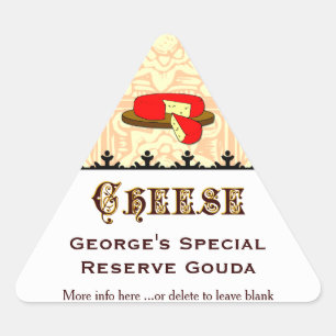 Adesivo de triângulo de queijo caseiro personaliza