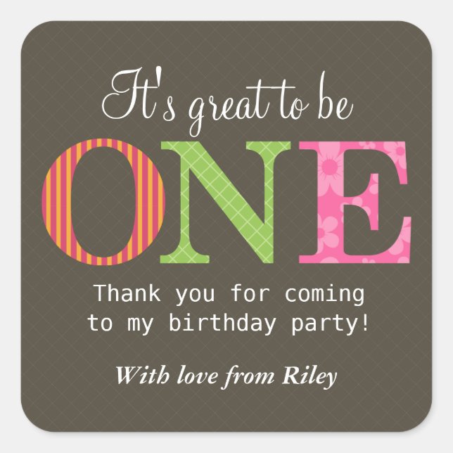 Adesivo de uma Festa de aniversário com padrões (Frente)