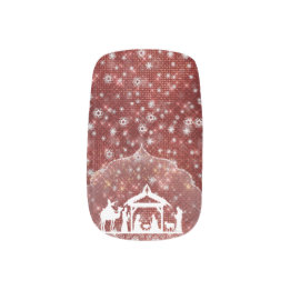 Adesivo De Unha Bela cena da Natividade, Faux Glitter